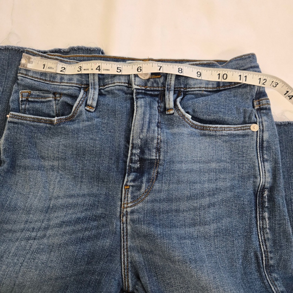 FRAME Le Sylvie Crop Jeans Womens Size 25 Blue Denim Distressed Hem 25x21 Chic - Picture 6 of 13